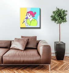 Girl Singing Line Art 1 Wrapped Canvas - Beyond T-shirts