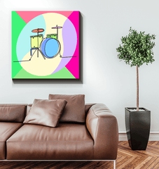 Drums Line Art Wrapped Canvas - Beyond T-shirts