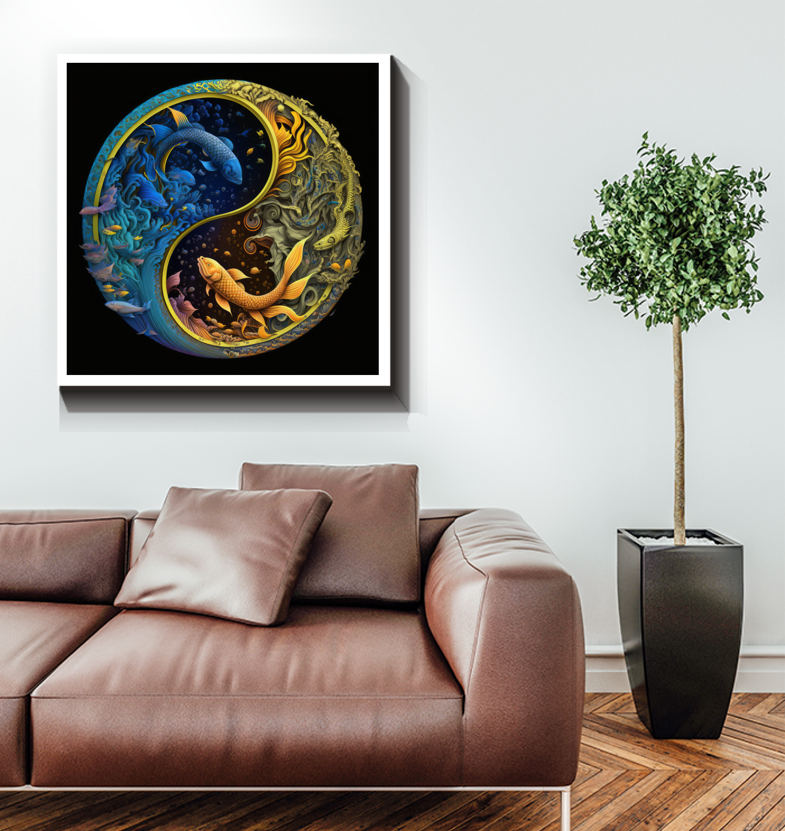 Wall art featuring serene rainforest landscapes.