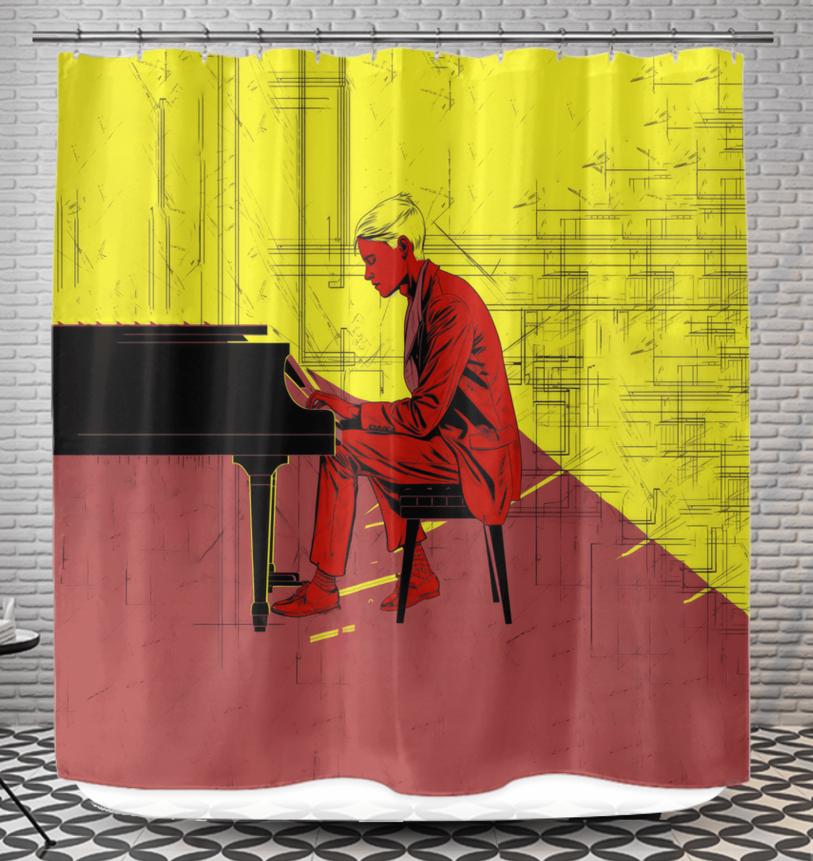 Funky Fashion Groove Bathroom Curtain - Beyond T-shirts