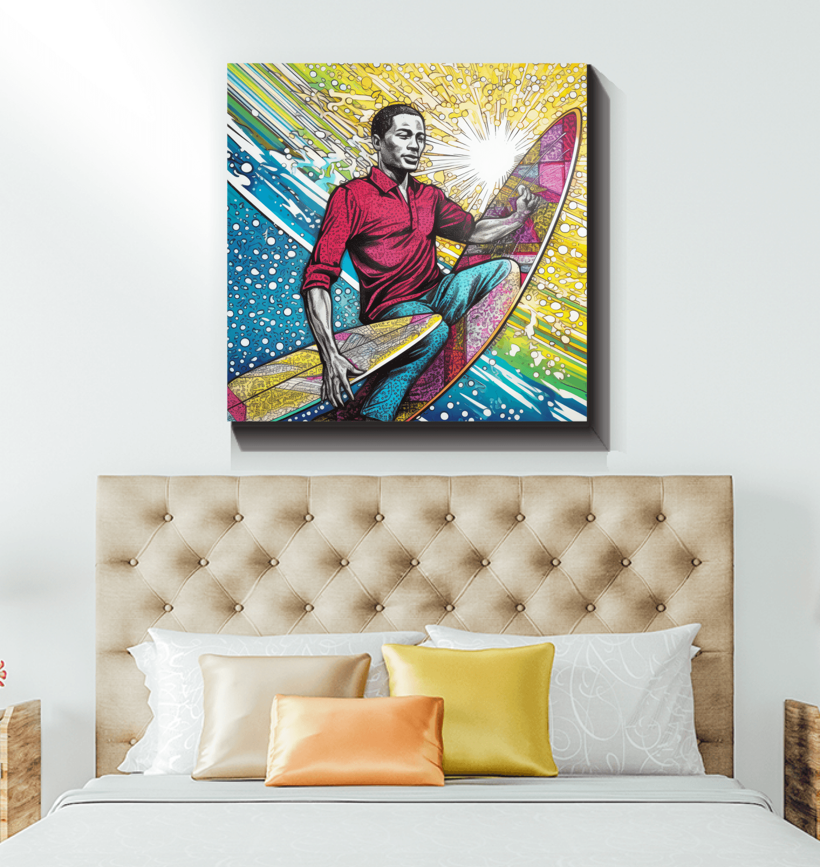 Tranquil surf art on Surfing 5 20 Wrapped Canvas