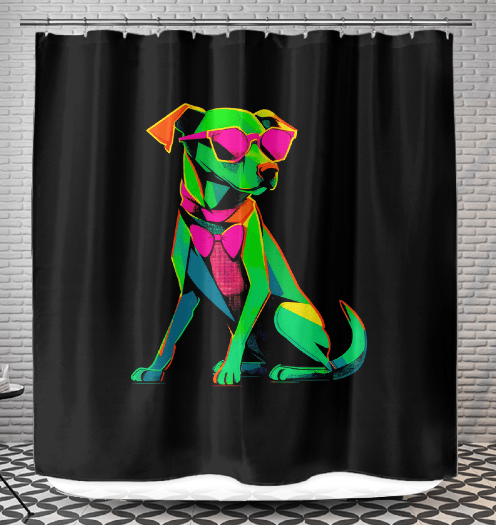 Transform your bathroom into a tranquil retreat with the Canine Serenity Shower Curtain, featuring serene dogs in peaceful poses.