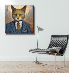 Detailed brush strokes on Feline Fancy Canvas art.