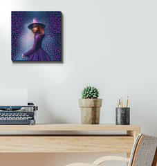 Mystic Garden Beyond Style Wrapped Canvas in a stylish living room.