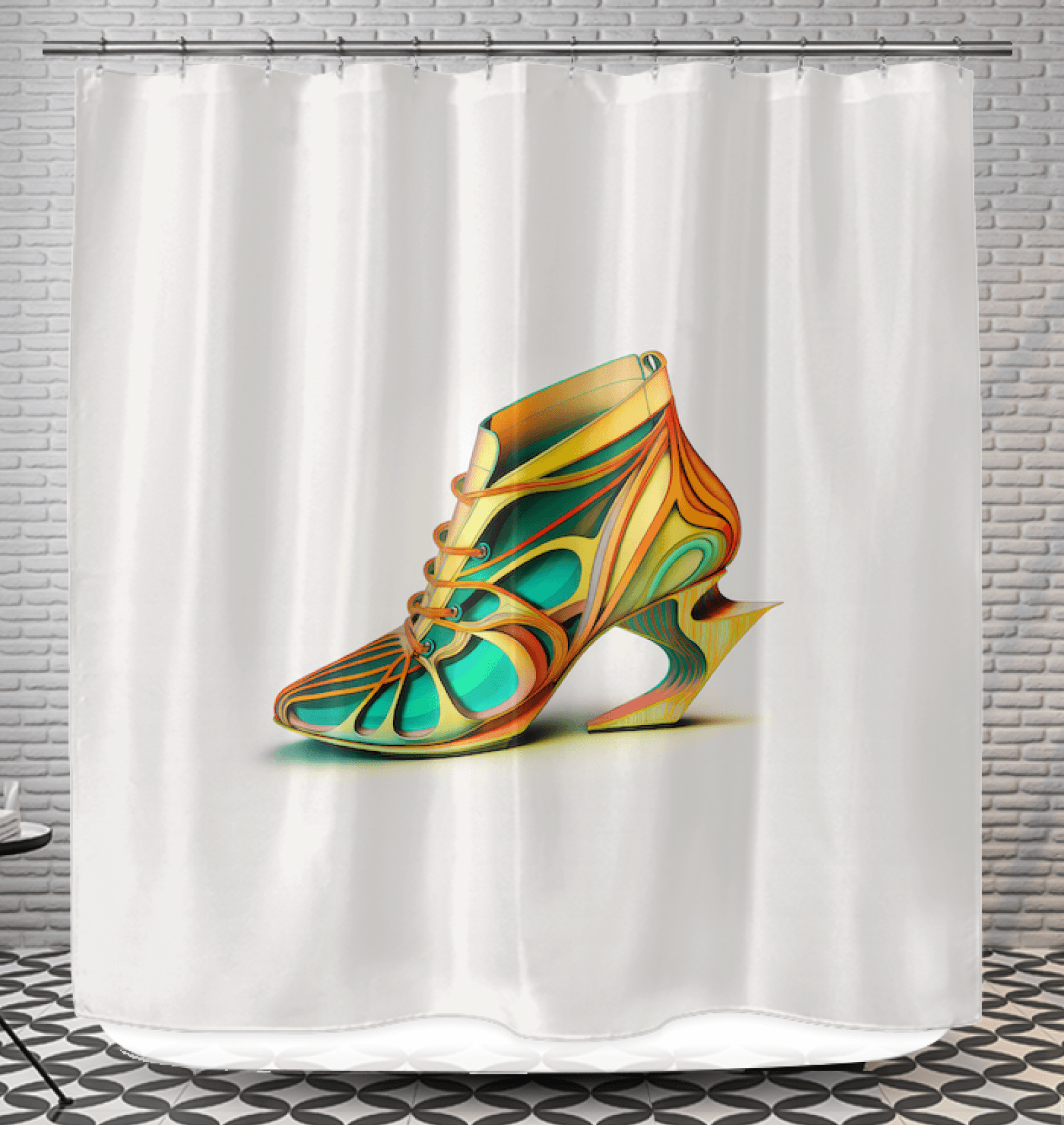 SpaceGlide Futuristic Shoe Shower Curtain - Beyond T-shirts