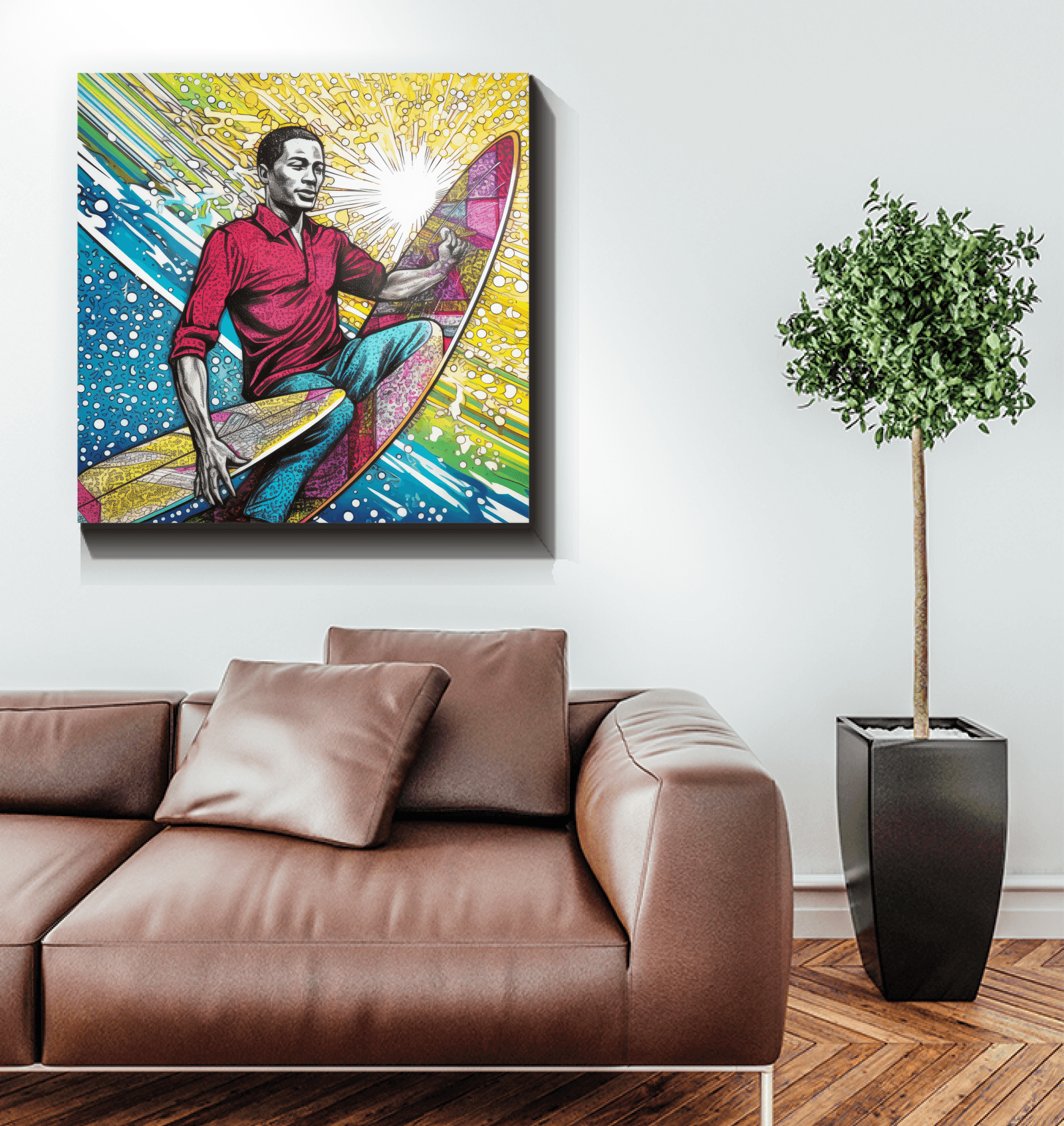 Surfing 5 20 Wrapped Canvas on display