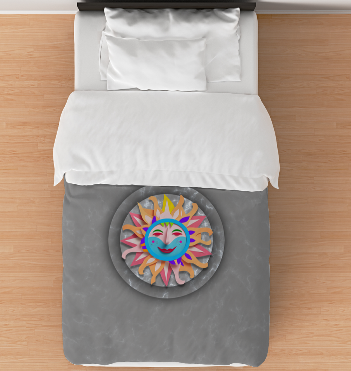 Front view of Fairy Wings Wonderland Comforter on a bed.