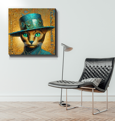 Multiple cats depicted on artistic canvas