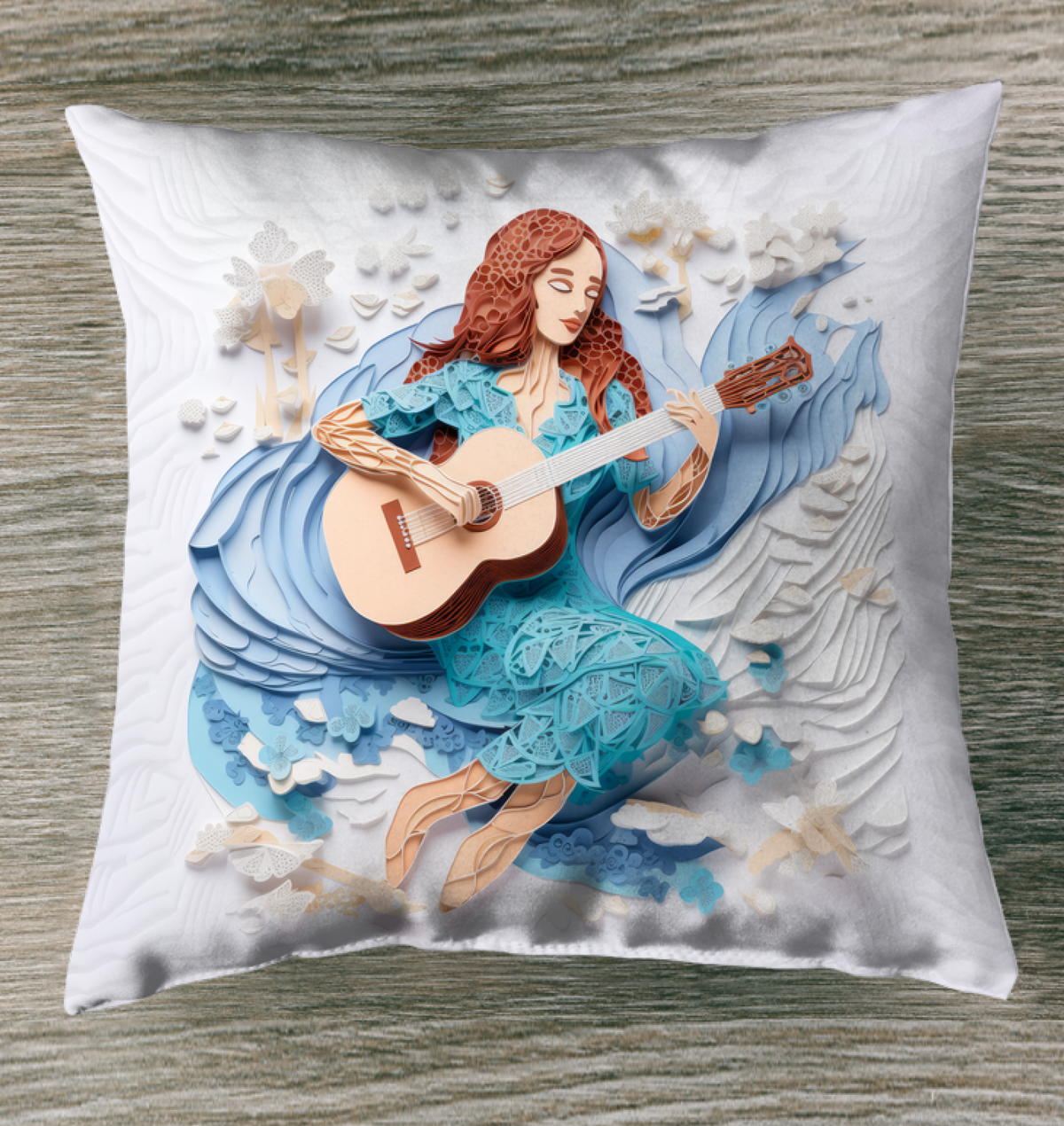 Midnight Garden Outdoor Pillow on a cozy outdoor chair