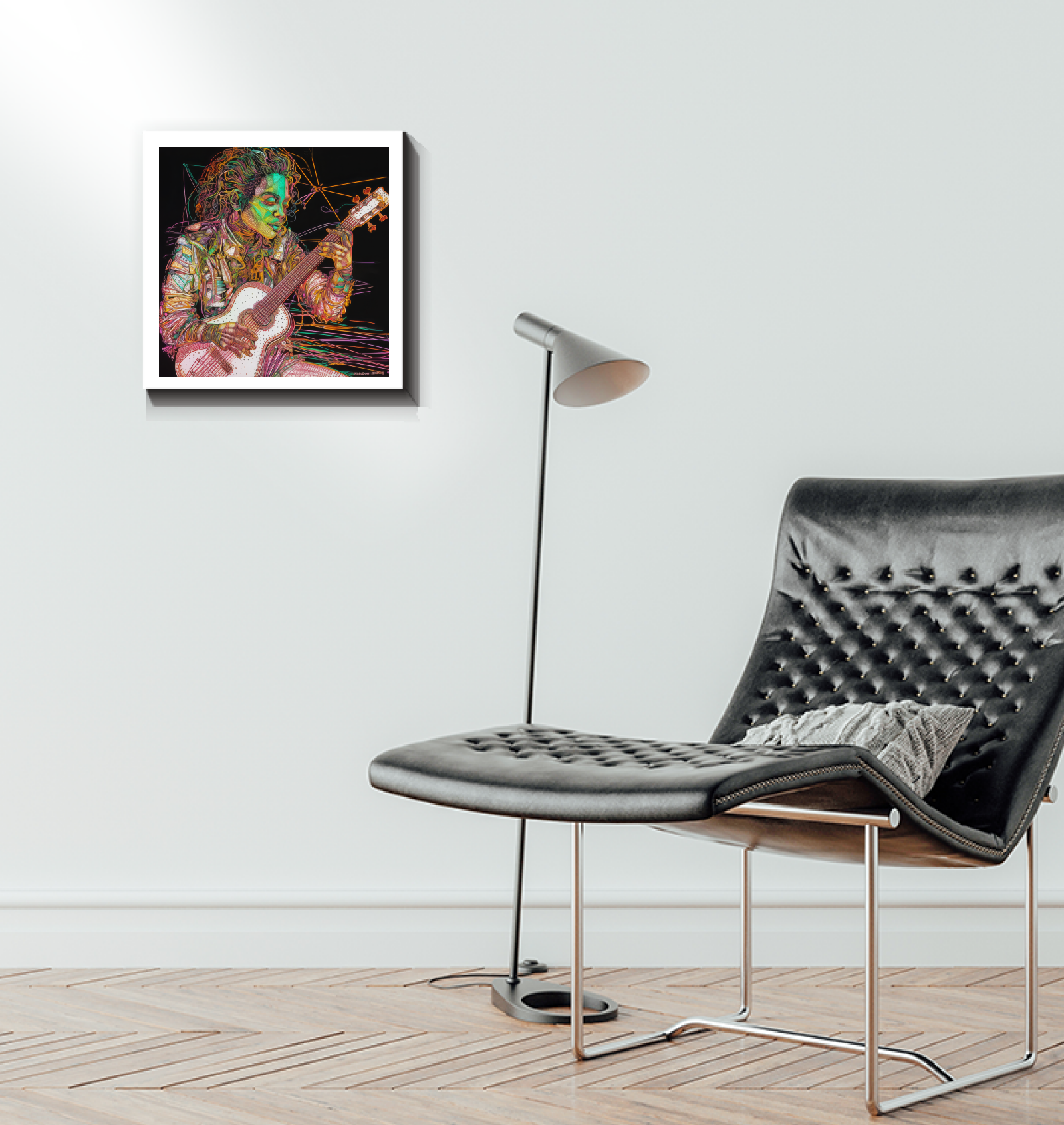 Wall art featuring cosmic scene in Cosmos Concerto canvas