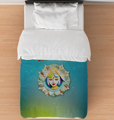 Dragon's Lair Comforter on a bed with dragon-themed decor