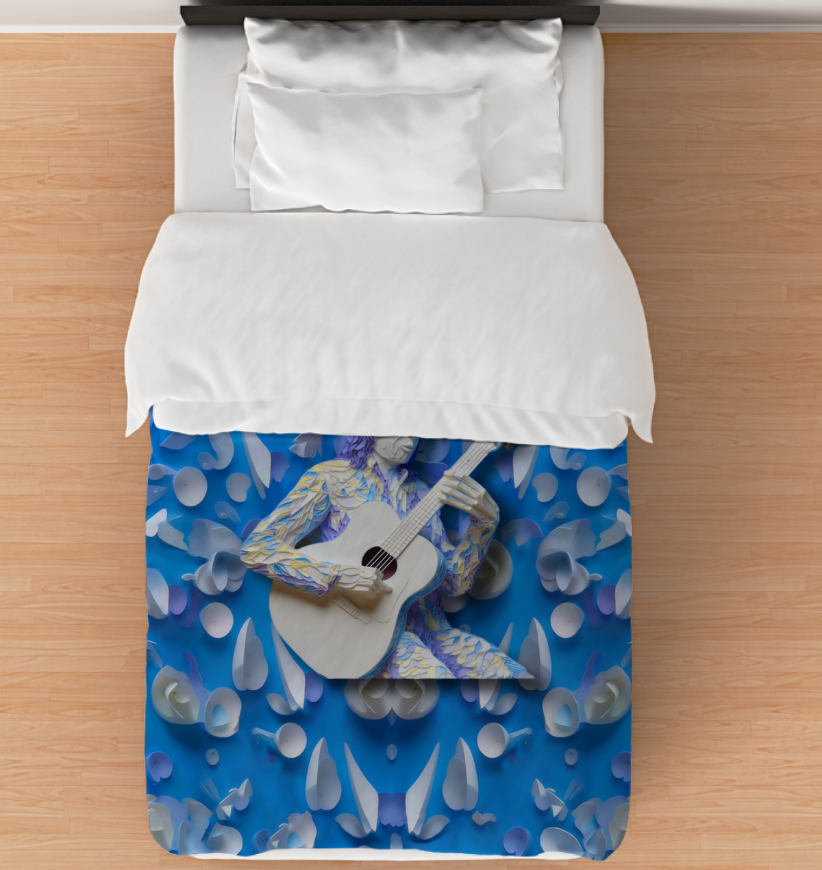 Tribal Rhythms Kirigami Duvet Cover showcasing paper art design.