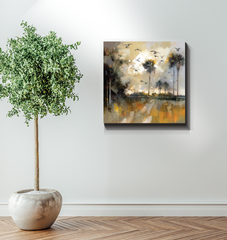 Sunrise Overlake Landscape Wrapped Canvas