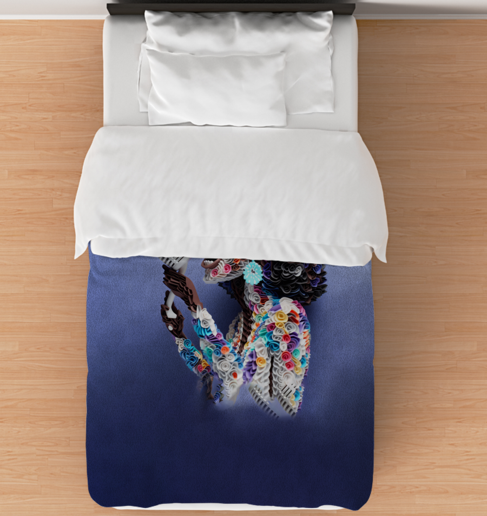 Dreamy Northern Lights themed bedding, Aurora Borealis Duvet Cover in a cozy bedroom setting.
