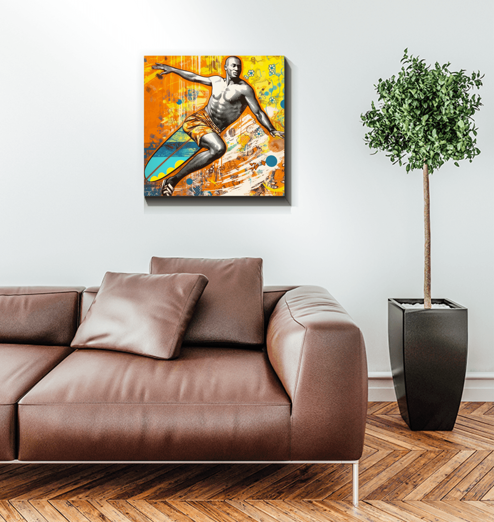 Surfing 5 12 Wrapped Canvas in a cozy corner