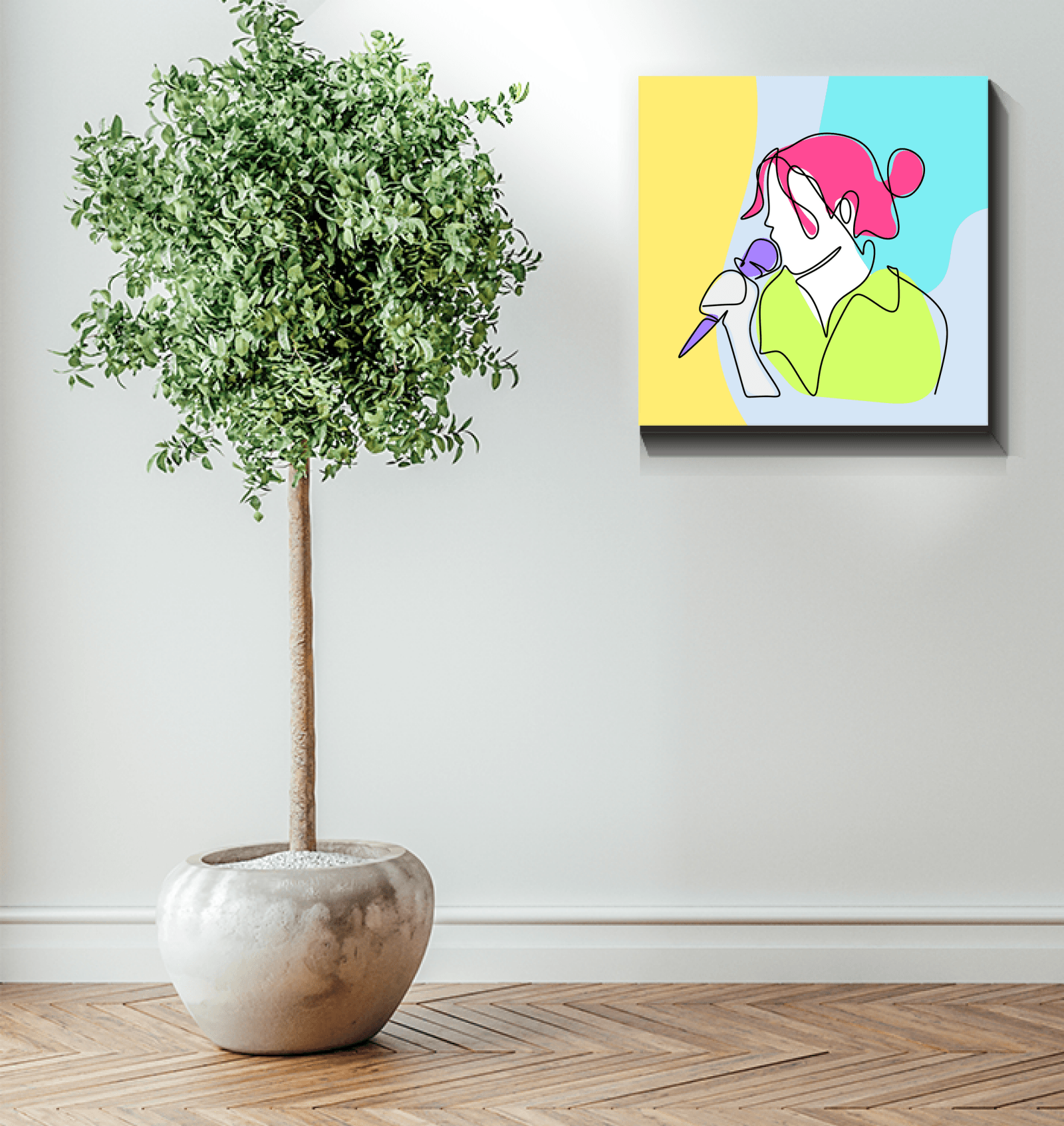 Girl Singing Line Art 1 Wrapped Canvas - Beyond T-shirts