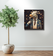 Cow's Whimsical Meadow Wrapped Canvas