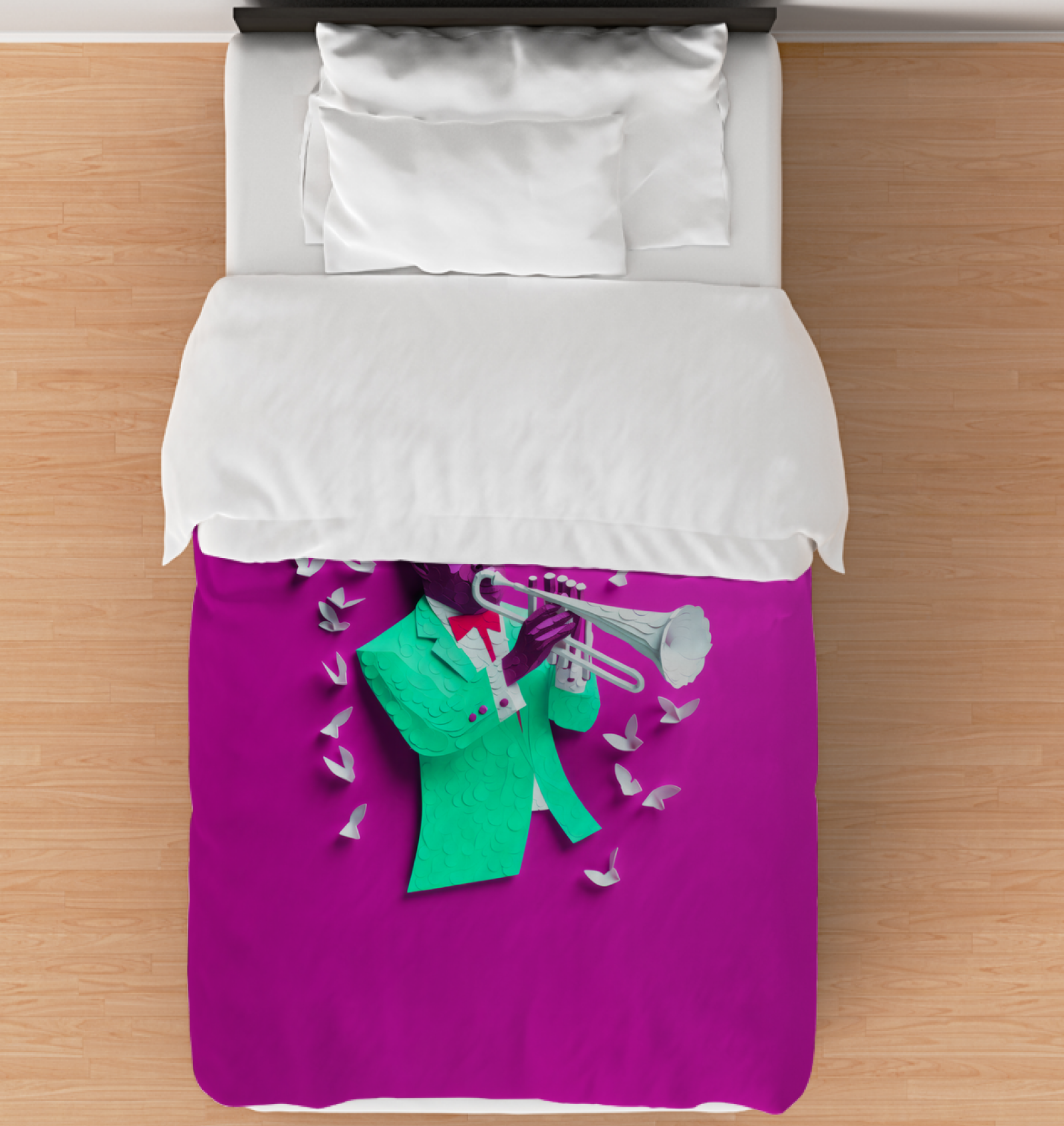 Artistic Kirigami Duvet Cover with Blossom Design