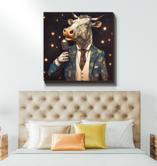 Cow's Whimsical Meadow Wrapped Canvas