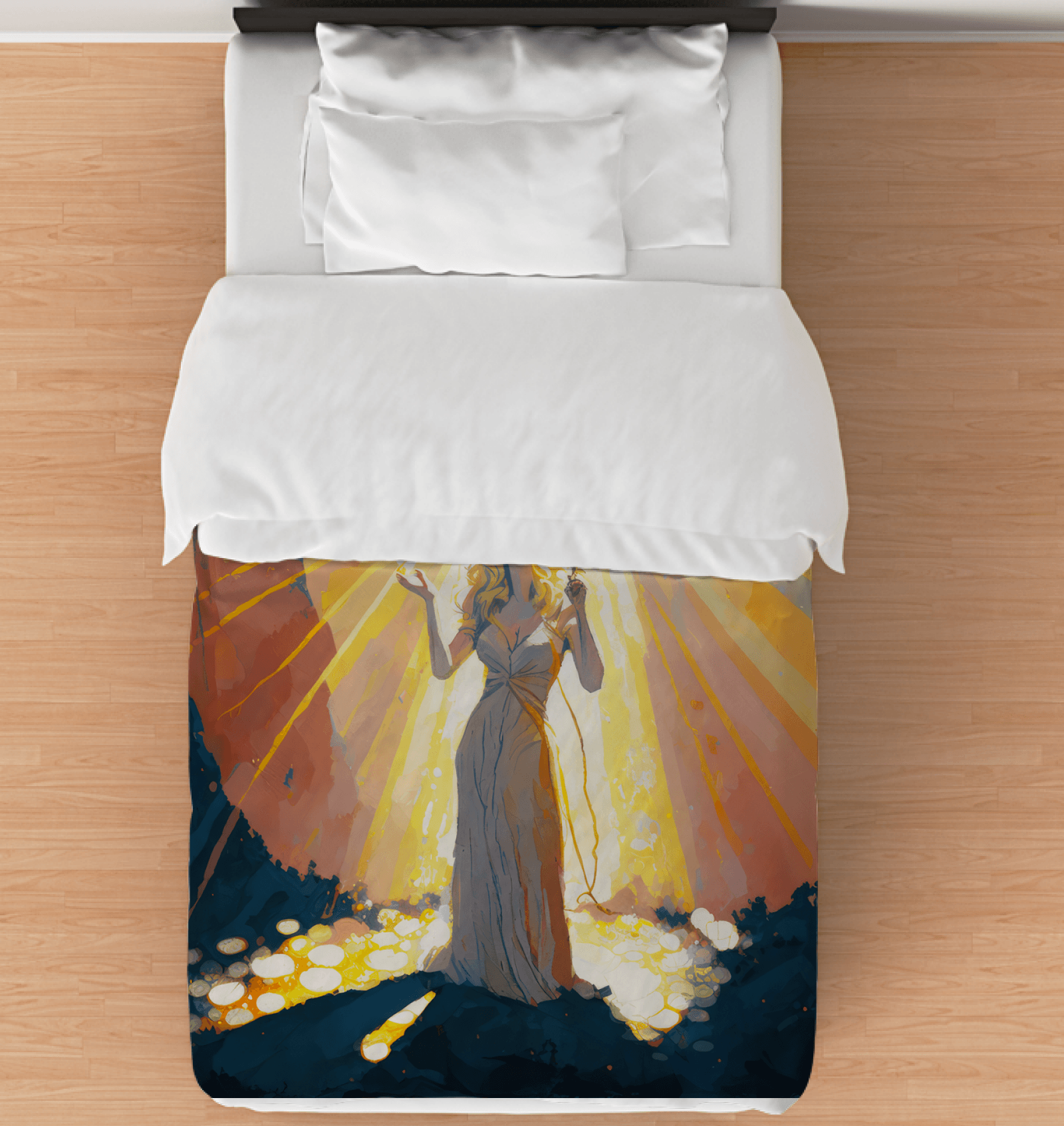 SurArt 71 Duvet Cover showcasing its contemporary design on a cozy bed setting.