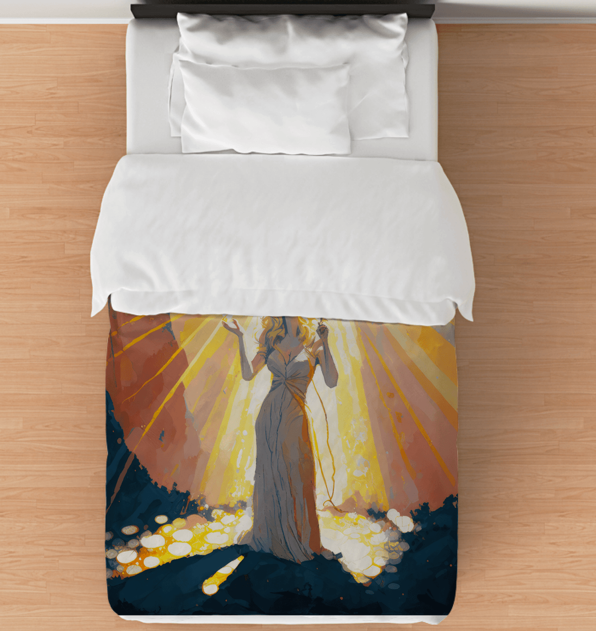 SurArt 71 Duvet Cover showcasing its contemporary design on a cozy bed setting.