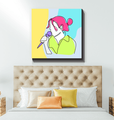 Girl Singing Line Art 1 Wrapped Canvas - Beyond T-shirts