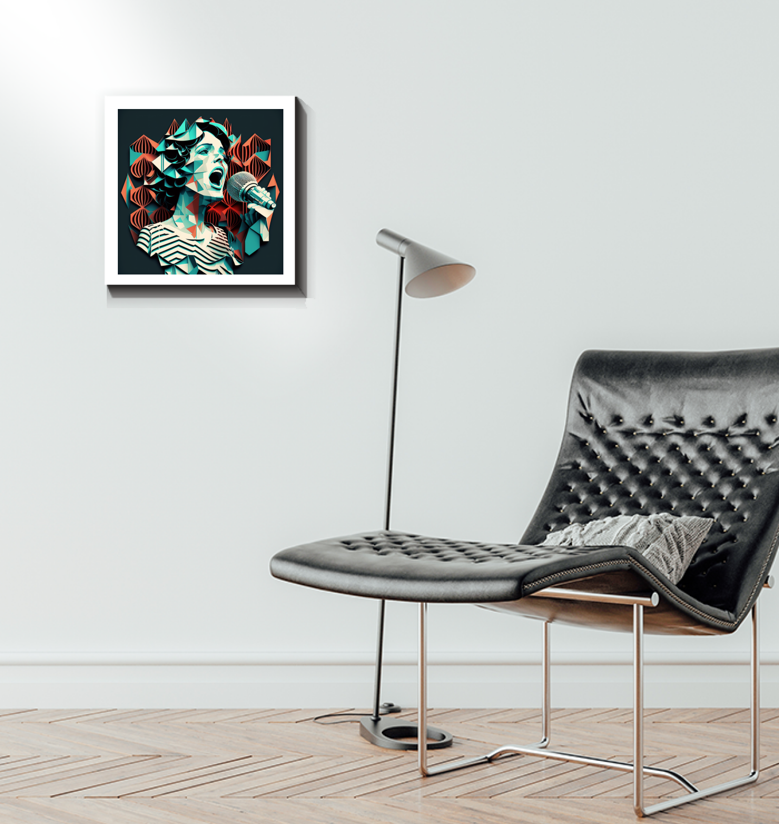 Vibrant colors of World Music Tapestry art on canvas.