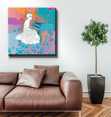 Tranquil violet seascape on canvas