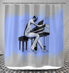 Elegant Rhythms Bathroom Curtain - Beyond T-shirts