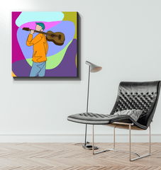 A Man With A Guitar At Half Speed1 Wrapped Canvas - Beyond T-shirts