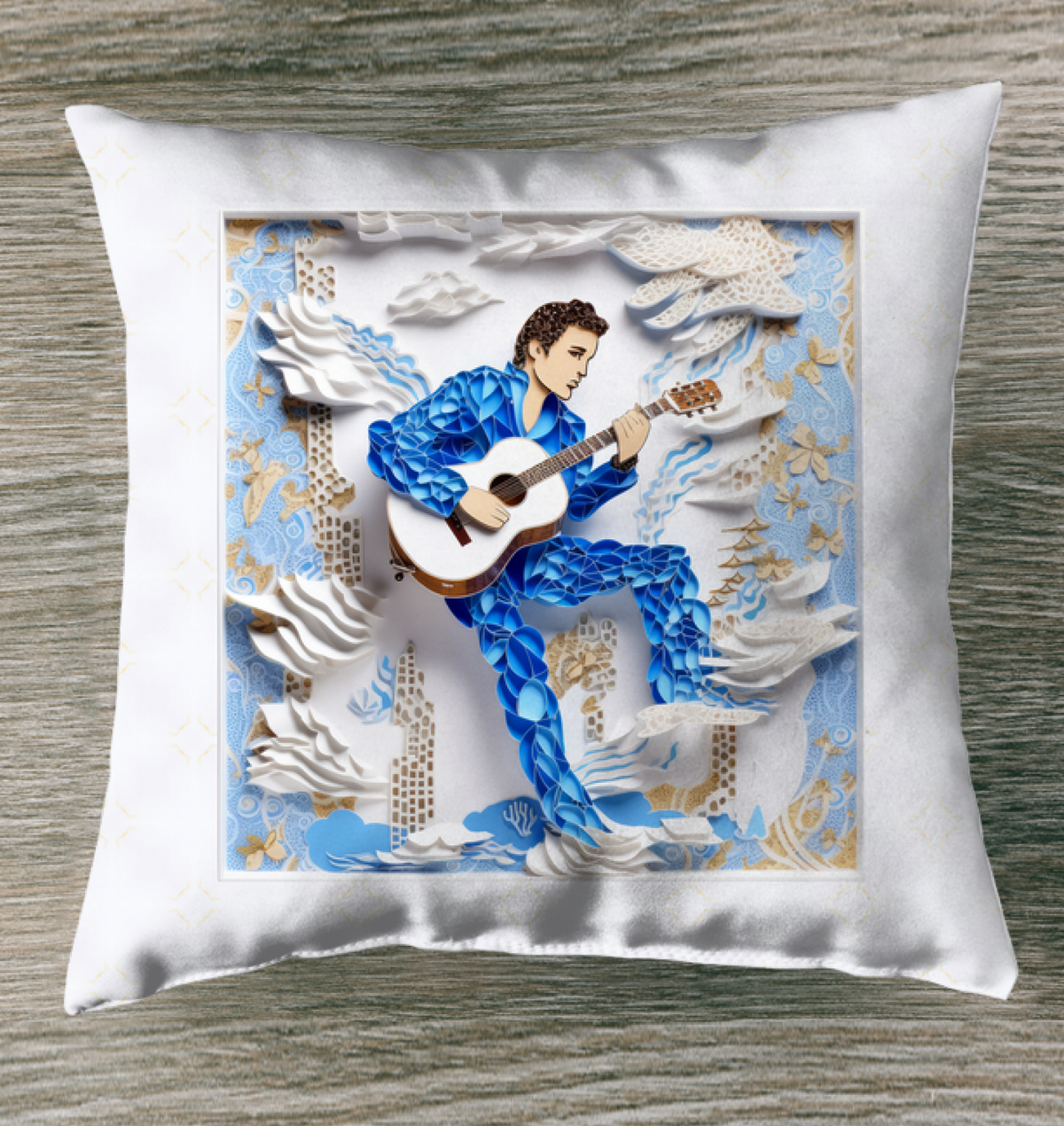 Elegant Whirlwind Whispers pillow on cozy living room couch.