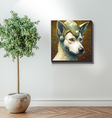 Modern style canvas featuring dogs at play.