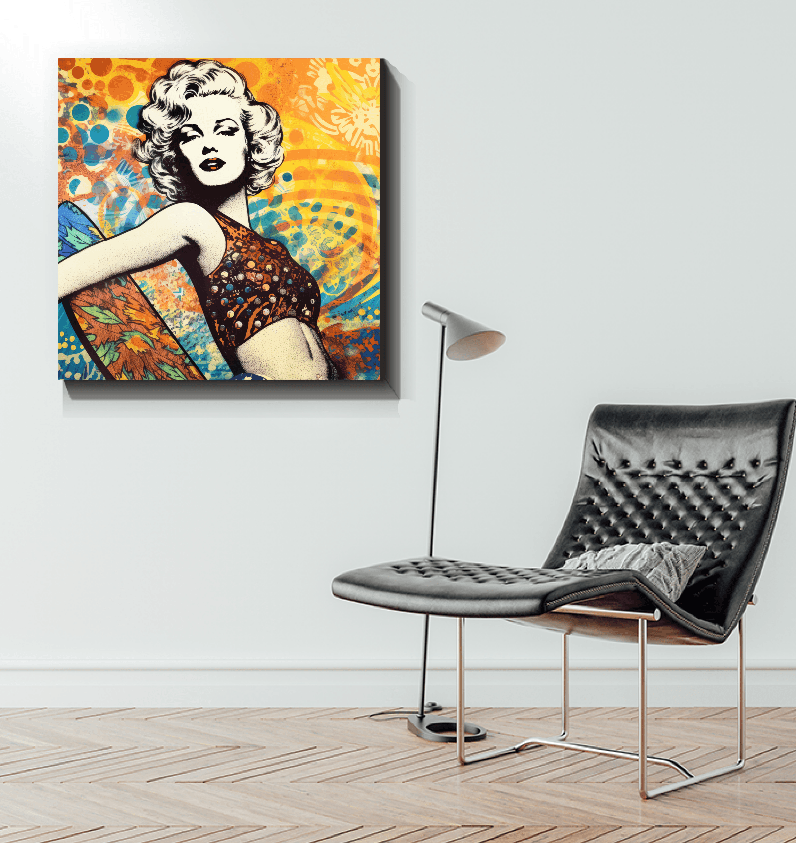 Surfing 5 06 Wrapped Canvas in a minimalist setting