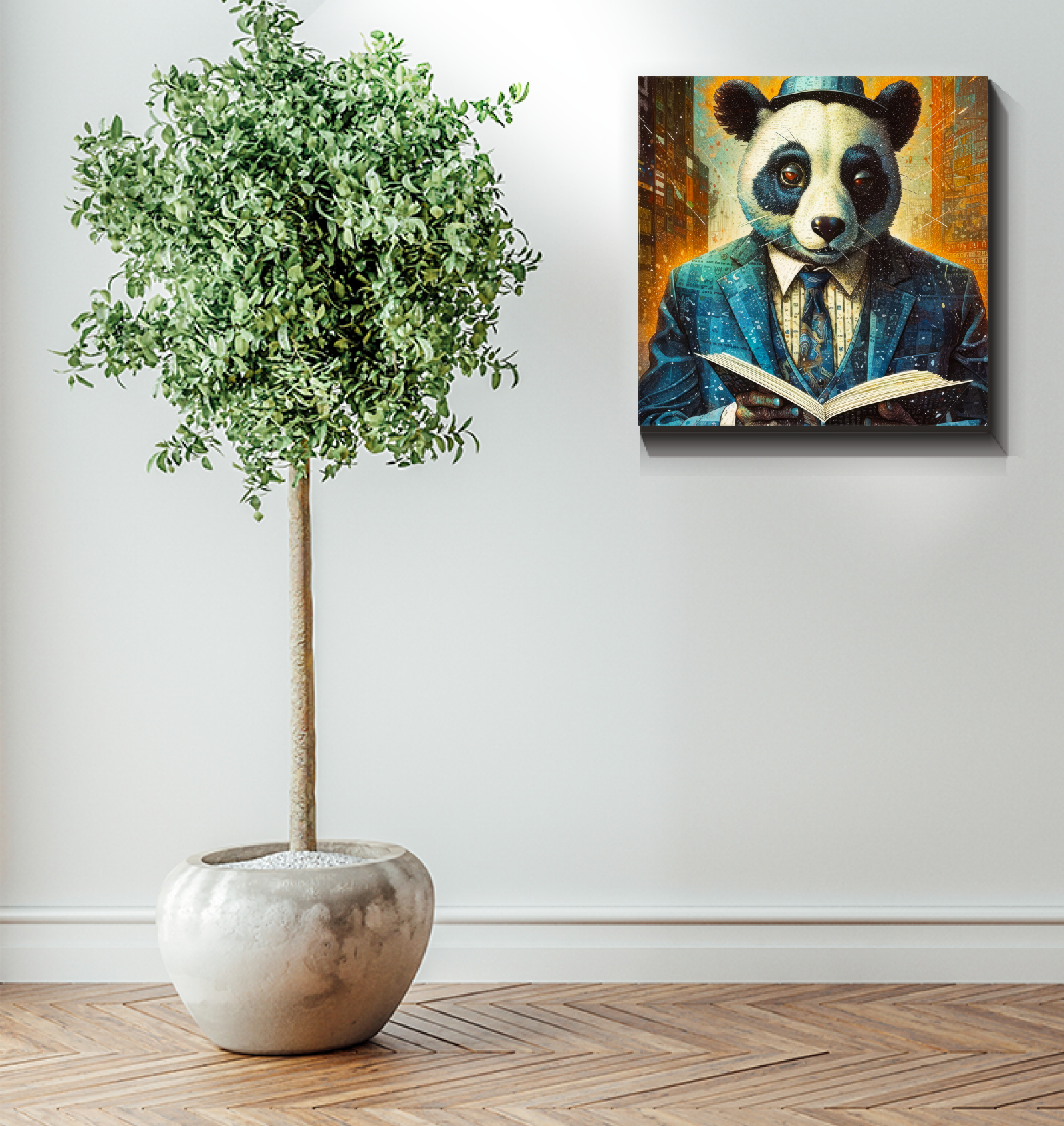 Cozy Bear Wall Canvas in Living Room