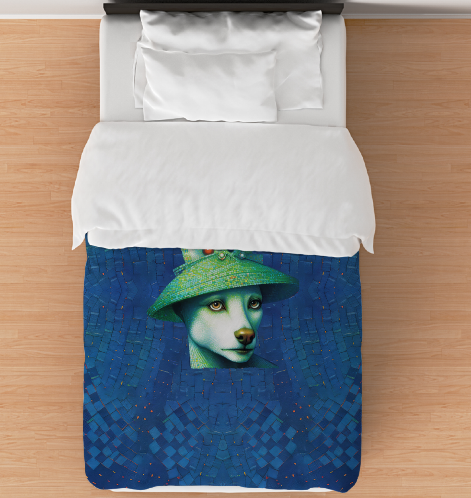 Loyal Companions Duvet Cover on a neatly made bed