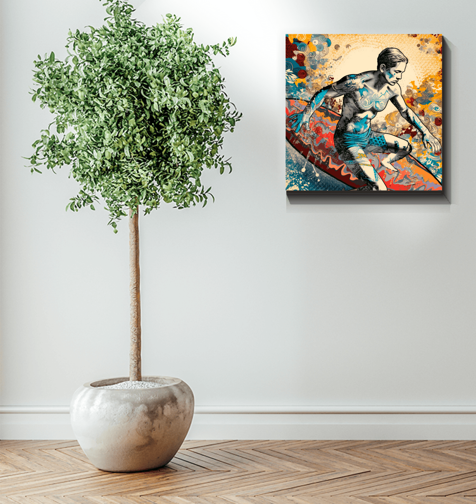 Surfing Elements Canvas Art - Beyond T-shirts