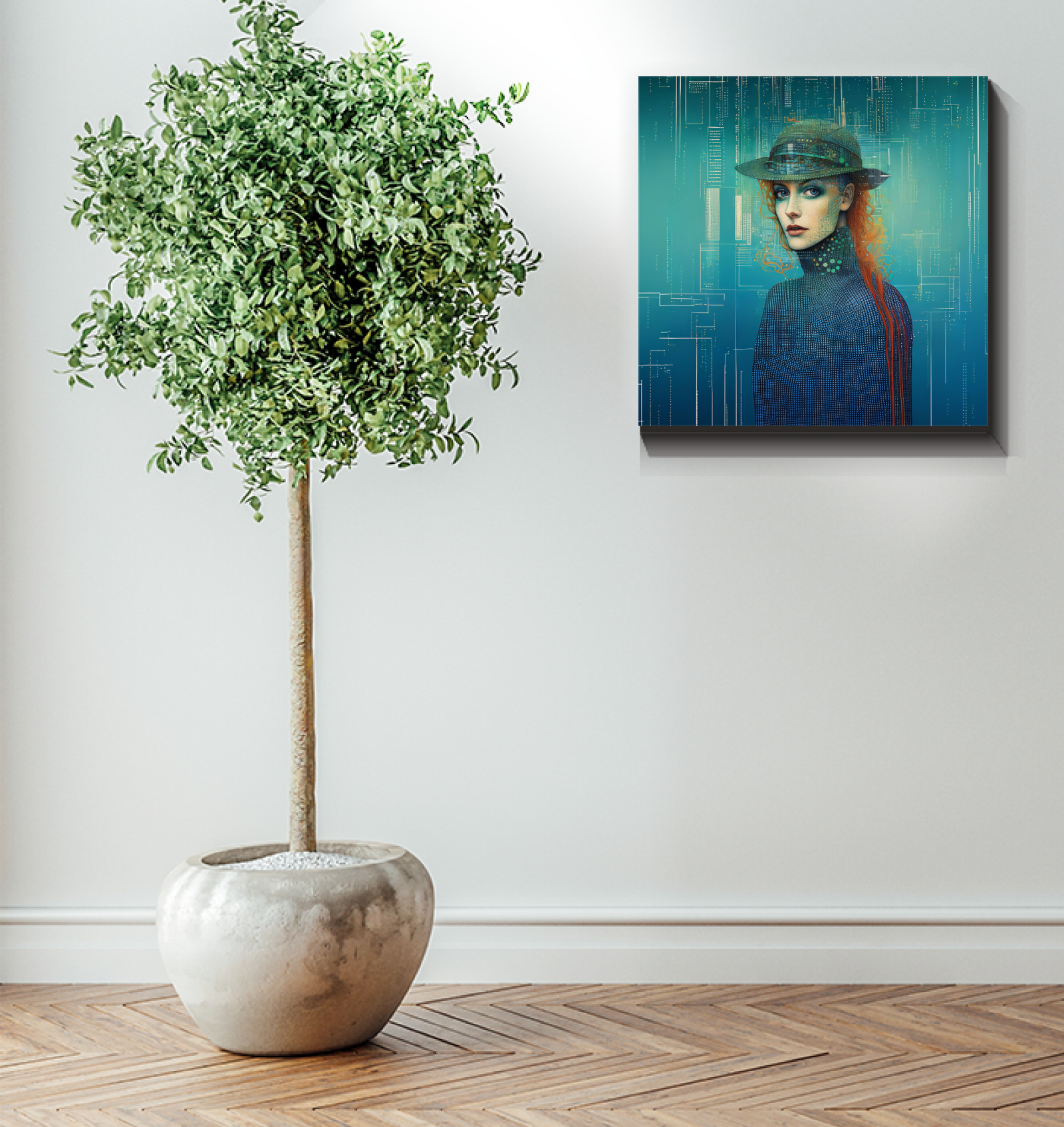 Modern wrapped canvas art for living room