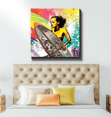 Peaceful beach art on Surfing 5 29 Wrapped Canvas