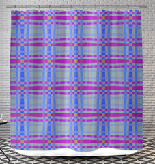 Bohemian Bliss Box Stripe Shower Curtain in vibrant colors for modern bathroom decor.