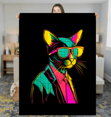 Moonlit Cat Silhouettes Sherpa Blanket - Beyond T-shirts