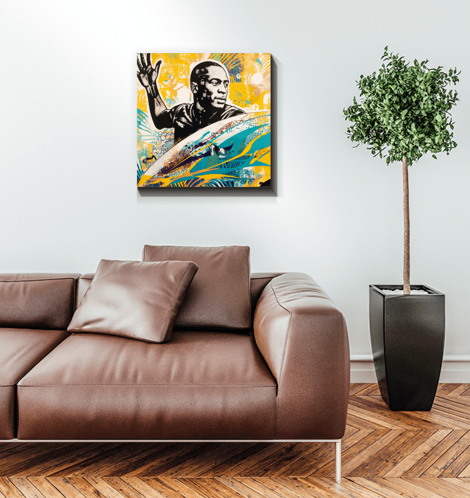 Surfing 5 14 Wrapped Canvas in living space