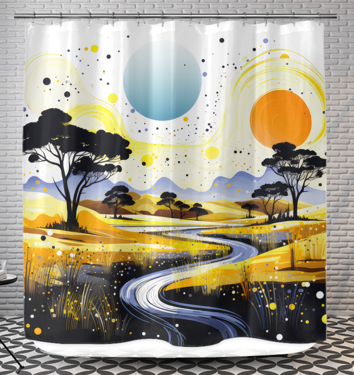 Enchanting Evening Ecosystems Night Landscape Curtain