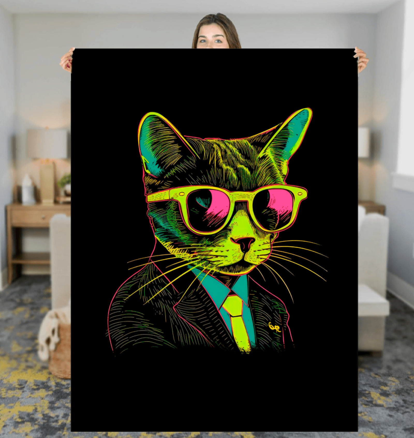 Artistic Cat Strokes Sherpa Blanket - Beyond T-shirts