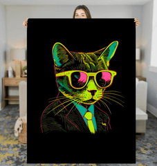 Artistic Cat Strokes Sherpa Blanket - Beyond T-shirts