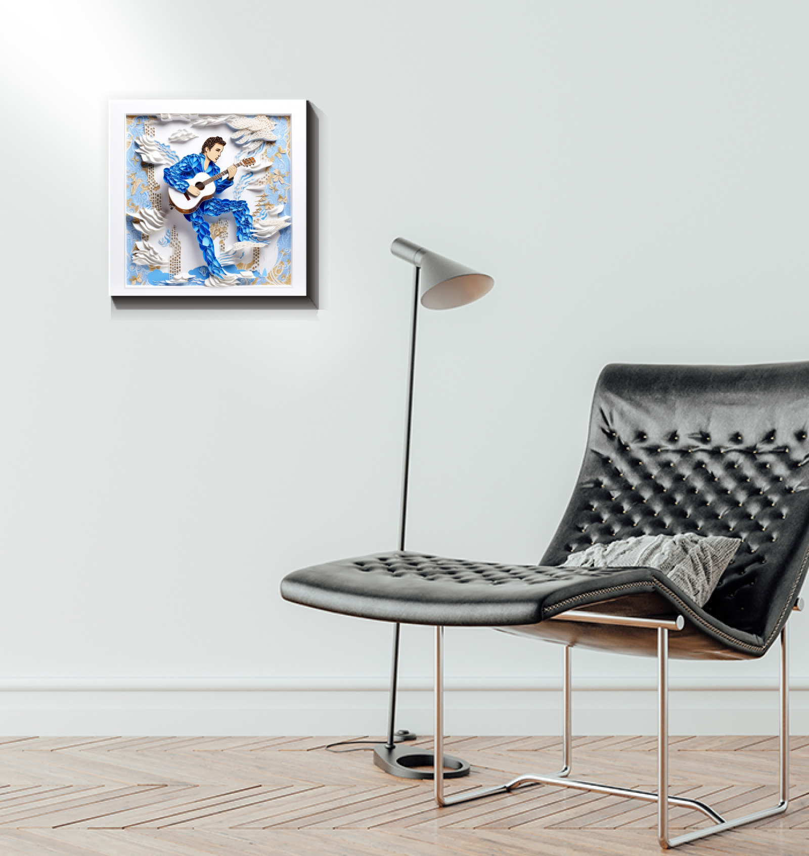 Elegant Geometric Harmony canvas featuring geometric patterns and bold colors.