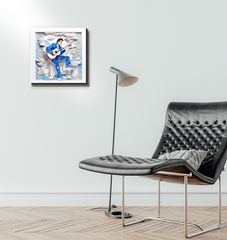 Elegant Geometric Harmony canvas featuring geometric patterns and bold colors.
