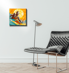 Side angle view of Surfing 5 18 Wrapped Canvas
