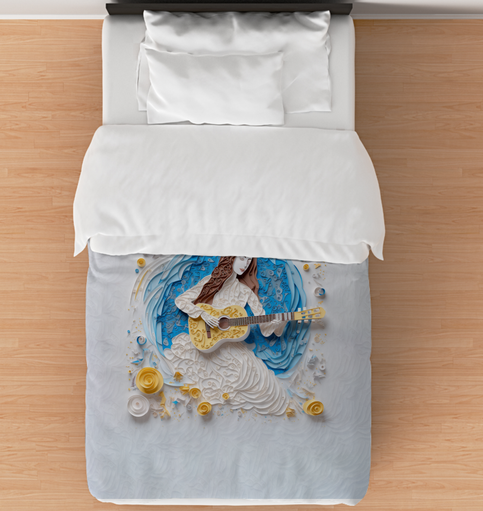 Tranquil Koi Pond Comforter displaying serene koi fish design for a peaceful bedroom ambiance.