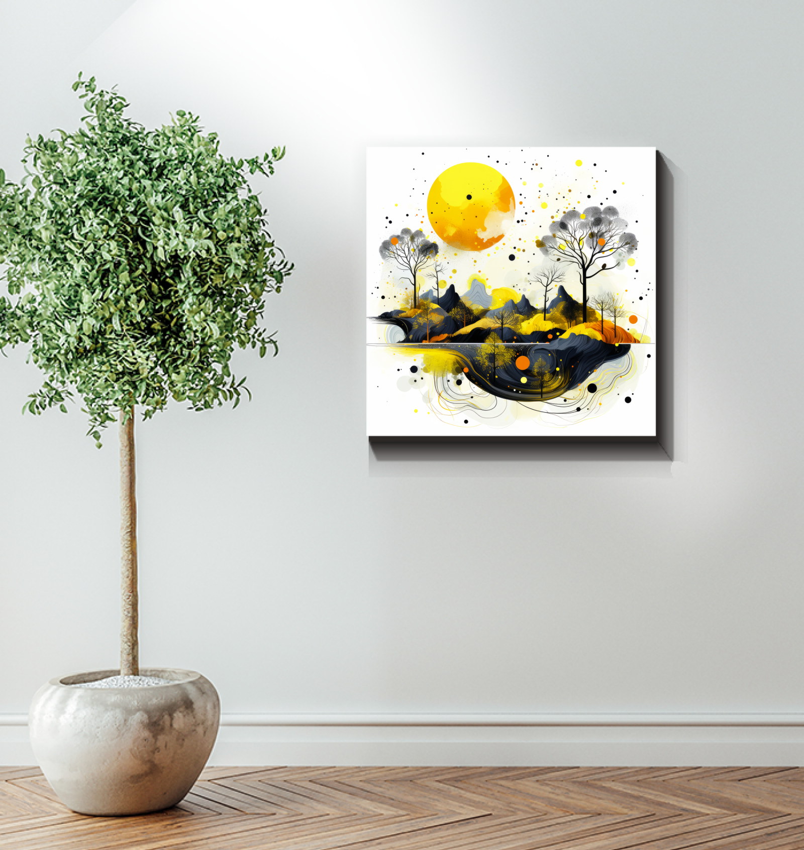 Serene Sunset Landscape Illustrated Canvas