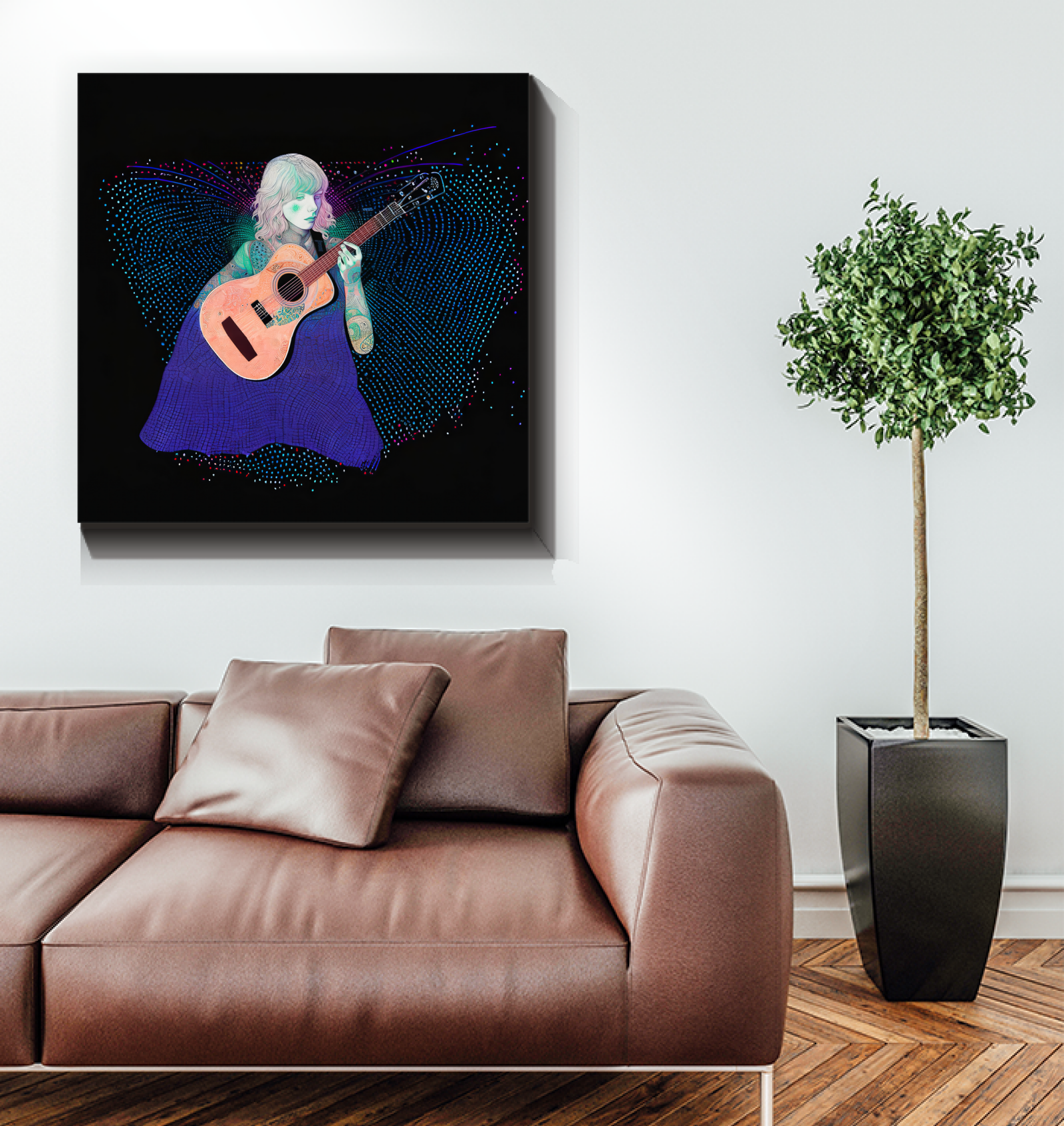 Artistic rendition of orchids on high-quality canvas